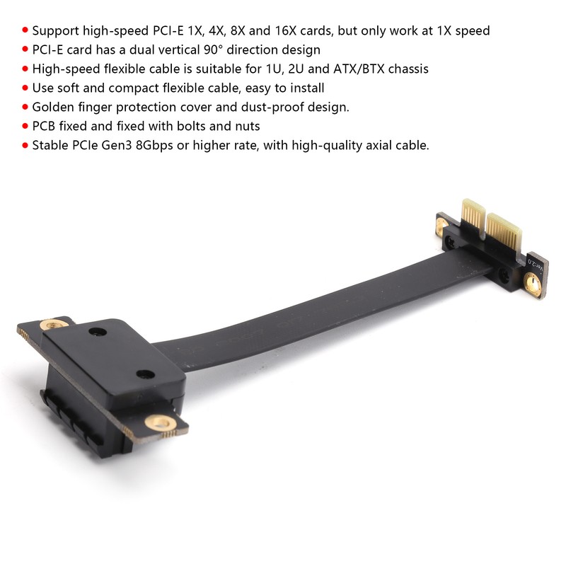 Extension Cable PCIE 1X Dual 90° Network Adapter with LED