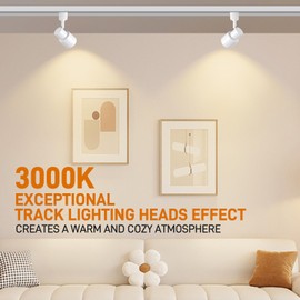 AIBISOD 10W H Track Lighting Heads, Dimmable LED Track Lighting Heads Fixtures Bright 3000K Warm White Track Light Head for Accent Task Art, Flicker Free CRI90+ 24° 900lm (White, 4 Pack)