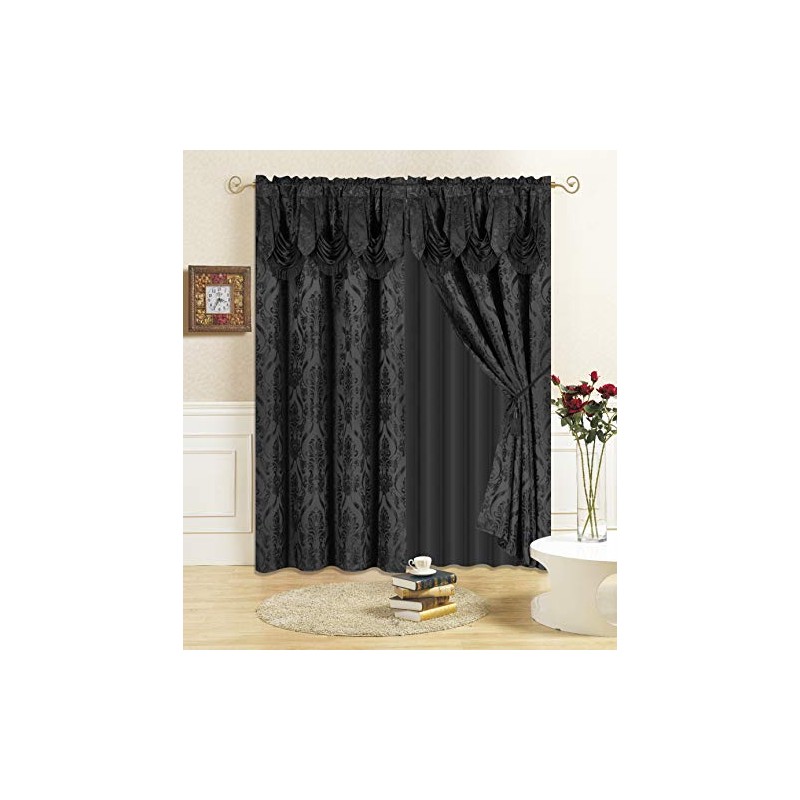 All American Collection New 4 Piece Drape Set with Attached