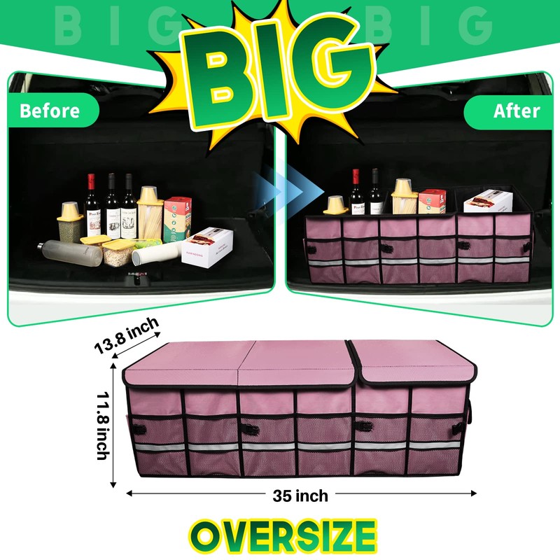 LI LIBZAKI Big Car Trunk Organizer, Cargo Organizer SUV Trunk