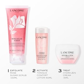 Lancôme - Set de Regalo Exclusivo The Pink Therapy incluye Rosy Scrub 100ml, Crema Hidratante Hydrazen Cream 15ml y Tonico Facial Tonique Confort 50ml