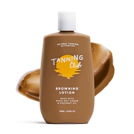 Tanning Club-Loción bronceadora - Acelerador y optimizador del bronceado con aceites de nuez de kukui, argán y coco - Fórmula botánica para bronceado al aire libre y bronceado oscuro - 1