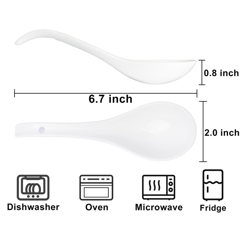 Soup Spoons Set of 8, Ceramic Chinese Soup Spoon, Asian