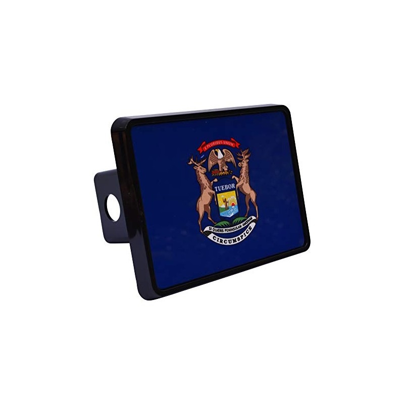 Michigan State Flag Trailer Hitch Cover Plug MI