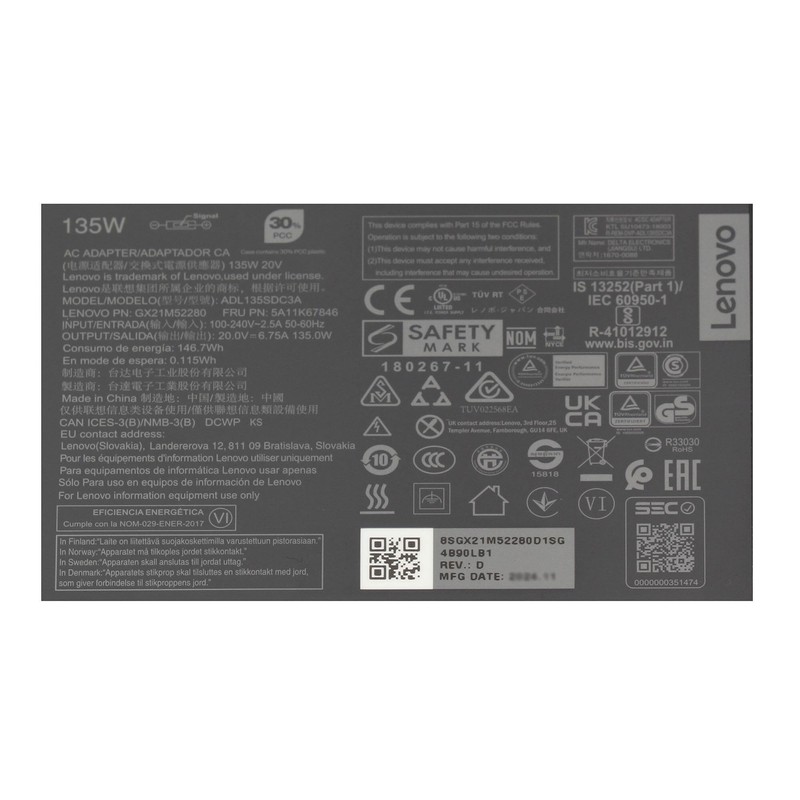 Lenovo SA10E75864 Original Power Supply 135 Watt Slim