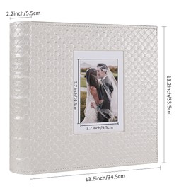 RECUTMS 60 Pages DIY Scrap book Photo Album 4x6 5x7 8x10 Pictures PU Leather Cover Wedding Photo Album Baby Picture Book Family Pictures of Any Size Scrapbook Album(White)