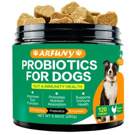 SANTKOL Probiotics Chews for Dogs with Prebiotic & Digestive Enzymes, Support Gut Health, Digestion, Immunity, Relief Seasonal Allergies, Diarrhea, Constipation (Chicken Flavor / 120 Chews)