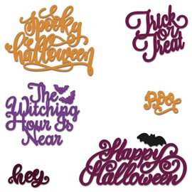ALIBBON Halloween Words Die Cuts for Card Making and Scrapbooking, Trick or Treat Words Cutting Dies Metal Template Molds, Bats Die Cuts for DIY Photo Album Paper Embossing Card Making Decoration