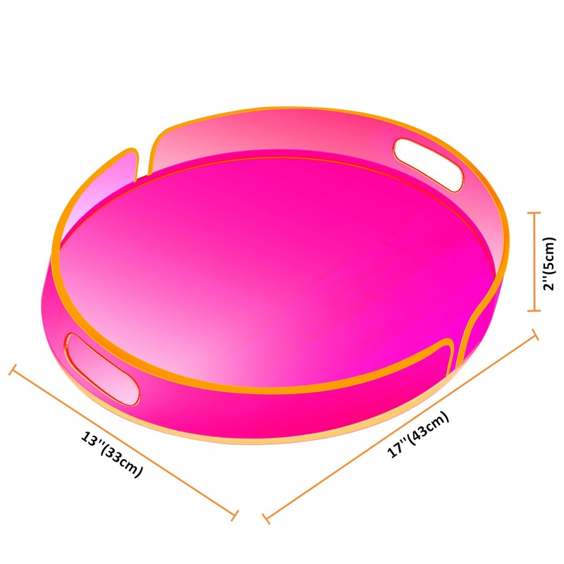 Acrylic Serving Tray with Handles Large Decorative Ottoman Tray 17x13''
