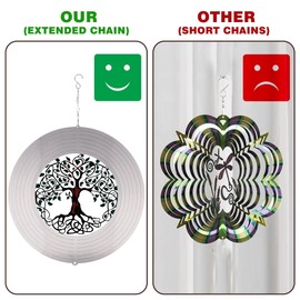JMBTLUS Garden Wind Spinners, 12 Inch 3D Stainless Steel Tree of Life Wind Spinner for Yard Garden Decoration Christmas Party Indoor and Outdoor Decoration