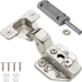 TOUCH Cabinet Hinges (1 Pair, 2 PCS) Inset Soft Push to Open Cabinet Hardware Grey Magnetic Latch and Catch Push Release Opener for Kitchen Cupboard and Closets 3D Adjustable with Dowels