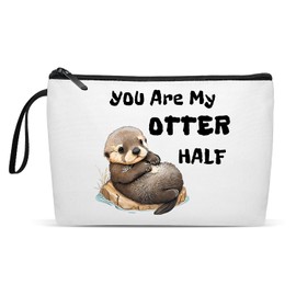 Partner - Bolsa de maquillaje de poliéster para nutrias marinas para mujeres, nutrias marinas y cosméticos, bolsa de maquillaje para amantes de los animales, Almuerzo de mar, Simple