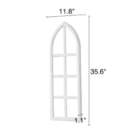 Sintosin Hanging White Wood Arched Window Frame Set of 2, Handmade Distressed Finish Rustic Window Frame Wall Decor, Farmhouse Faux Window Frame Living Room Dining Room Enteyway Hallway Bedroom