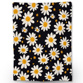 Ti Caldi White Daisy Flowers Blanket - Soft Lightweight Cozy Floral Flannel Throw Blanket for Adults Kids Women Girls, Warm Fuzzy Blankets for Couch, Bed, Travel, Outdoor Use, Home Decor 60×50 in