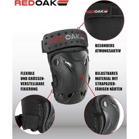 RedOak® Protectors, High-quality Protective Equipment Including Knee Pads, Elbow Pads and Wrist Guards, Protector Set Suitable for Children and Adults, Inline Guards, l