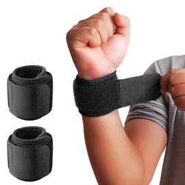 1 Pair Wrist Wraps with Adjustable Strap for Support and Stabilization during Sports and Fitness Black