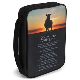 Lord My Shepherd Sunset Shadow Large Canvas Fabric Bible Cover With Handle