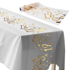 ddckj Table Runner 18th Birthday 28 cm x 10 m Table Decoration Birthday Cut to Size Table Runner Gold Men and Women for Birthday Party Anniversary Party