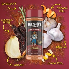 Dan-O's Chipotle Seasoning, 2.5 oz Bottle, 2 Pack, All Purpose Seasoning for Chicken Wings, Pork, Tacos and More, Sugar Free, Zero Calorie, Use this Spice Blend to Craft a Marinade, Dry Rub or Sauce