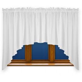 FKL DESIGN Home Deco Beautiful Ready-Made Curtain Window Curtain with Ruffle Tape Voile Curtain with Pleated Tape Ruffle Tape Store Bow Short Modern White 150 x 300 cm LB-163