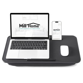 Lap Desk, Lap Desk with Cushion, Fits up to 17 inch Laptop, Pillow Designed, Portable Laptop Stand with Tray, Pad & Phone Holder, Home Office for Bed/Couch/Car/Reading/Writing,MillHome (Black)