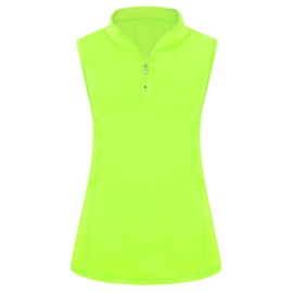 Viracy Womens Sleeveless Workout Tops, Golf Shirts 1/4 Zipper Stand Collar Loose Summer Outfits Curved Hem Moisture Wicking Polo Athletic Apparel,2XL B-Blue