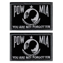 POW MIA You are Not Forgotten Hook Fastener Patch (3.0 x 2.0 MTP3) 2 Piece for Jackets, Vests, Jeans, Hats, Backpacks, and Tactical Gears.