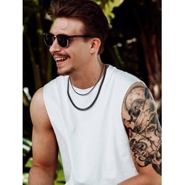 PROSTEEL Men's Necklace High Quality Stainless Steel Plate Venetian Chain Pea Chain 2 mm / 4 mm / 6 mm Wide Chain with Lobster Clasp for Men Boys Choice of Length 46-76 cm