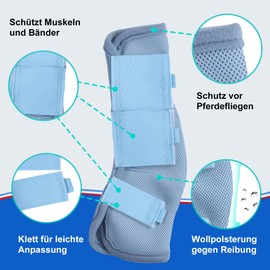 Gallopoff Pack of 4 Horse Gaiters, Breathable Fine Mesh Fly Gaiters for Horses, with Protection and Support Functions