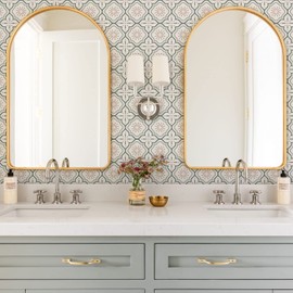 Neukids White and Sage Green Tile Stickers, Fireplace Tile Stickers Transfer Kitchen, Peel and Stick backsplash Tiles, Wall Bathroom Toilet Laundry, RV, Panels Fireplace Cooker splashback 12PCS