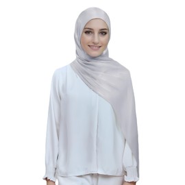 Lina & Lily Sheen Shimmer Women's Crepe Scarf Shawl Wrap Head Hijab Lightweight (Light Grey)