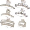 Sisiaipu 6 Pcs Large Pearl Claw Clips for Thick Hair