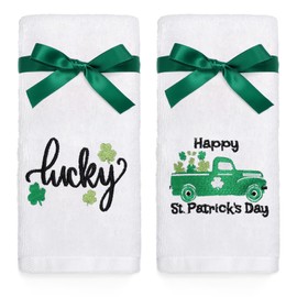 Maracco 2 Pack St. Patrick’s Day Hand Towels Cotton, St. Patrick’s Day Home Decoration, Bathroom Kitchen Dish Towels Gift