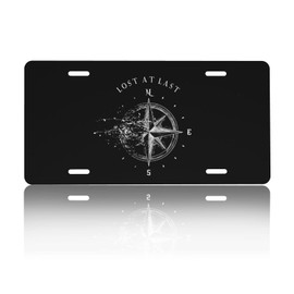 CTVSLFU Front License Plate Cover – Aluminum Metal Car Accessory, Rust-Proof Novelty Vanity Tag Decor for Men & Women, 6x12 with 4 Holes - Lost at Last Compass 016