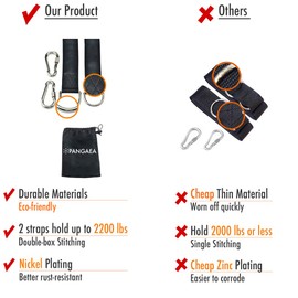 PANGAEA Tree Swing Hanging Straps Kit, Heavy Duty Holds 2200LBS 5FT Extra Long, with Safer Lock Snap Carabiners & Carry Pouch Bag