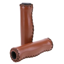 S.fields.inc Handlebar Grips Bicycle PU Leather Stitched Flat Bar (Brown)