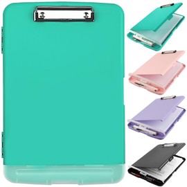 Clipboard with Storage, A4 Binder Nursing Clipboards with Pen Holder, Heavy Duty Storage Clipboard with Low Profile Clip, Clipboard Folder Side-Opening, Smooth Writing Clip Board (Mint Green)