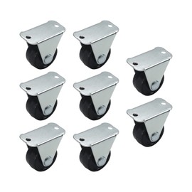 MroMax 0.98 Inch Fixed Casters Wheels Rubber Top Plate Mounted Caster Wheel 11lb Capacity 8Pcs