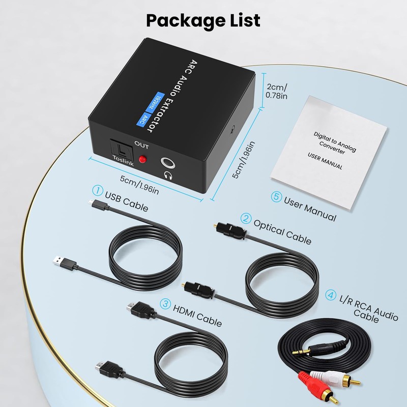 HDMI ARC Audio Extractor 192 KHz ARC Audio Adapter with