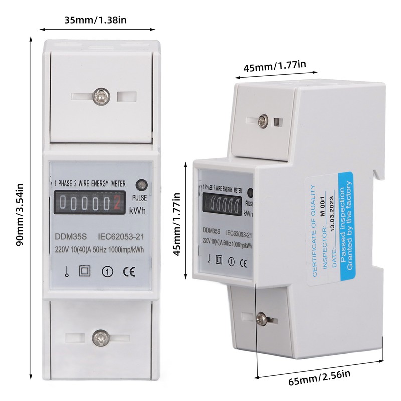 Single Phase Energy Meter Tester Digital Din Rail Electricity Monitor