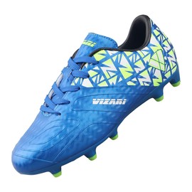 Vizari Pismo Junior - Tacos de fútbol para niños y niñas | Tacos sintéticos perfectos para fútbol para niños con Suela de TPU | Zapatos Deportivos Resistentes al Agua y duraderos, Azul, 5 Big Kid