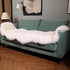 IRIWOOL Premium Genuine Fur Sheepskin Rug Real Australia Sheepskin Natural Luxury Fluffy Lambskin Fur Area Rug Seat Covers for Kids Bedroom Sofa Chair Cover (Creamy White, Double Pelt/2ft x 5.5ft)