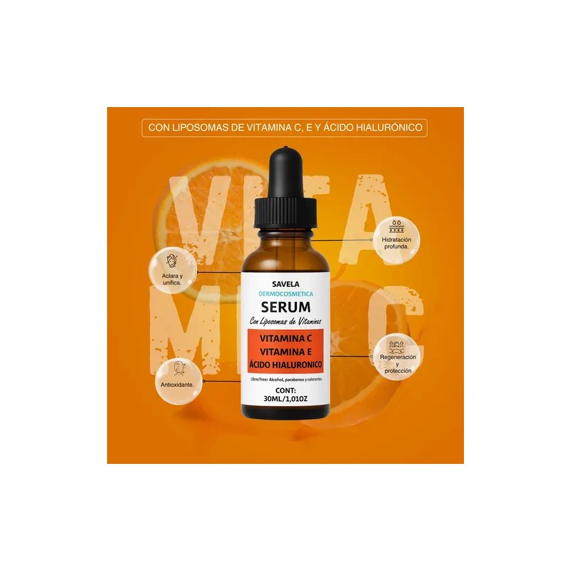 2 Serum Kit Vitamina C, Ácido Hialuronico, Colágeno, Elastin
