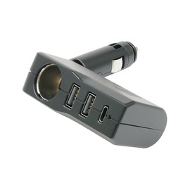 Tsuchiya Yac Car Supplies Add-on Socket Slim Socket Direction 2USB+Type-C Black ZE-82