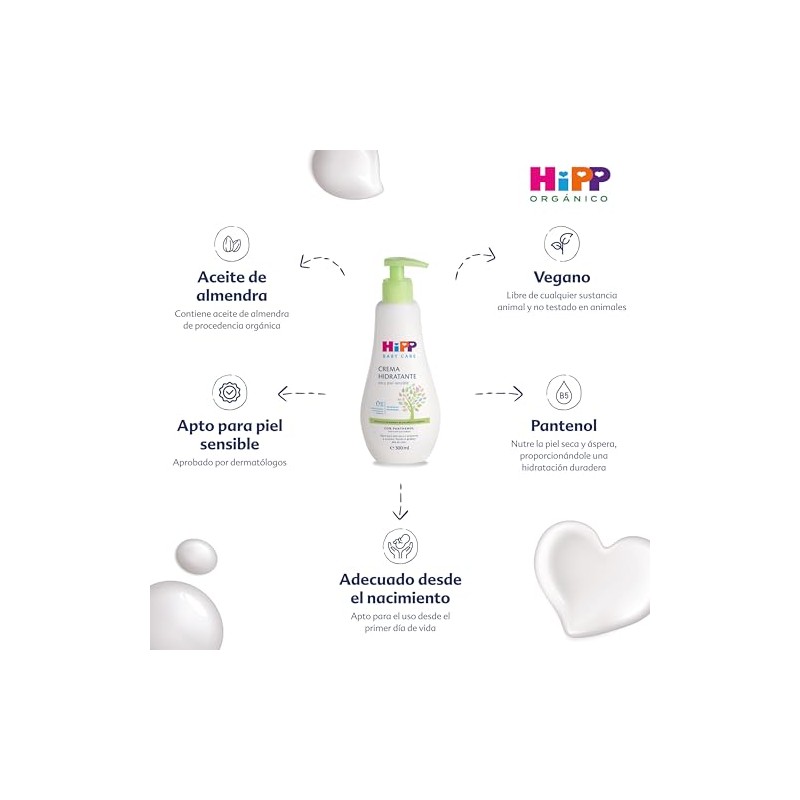HiPP Crema Hidratante para Piel Sensible de Bebé 300ml con