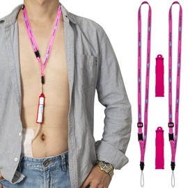 Peritoneal Dialysis Transfer Set Catheter Holder Accessories for Baxter. PD Lanyard Necklace Secure Shower Support. (2 Holders and 2 PCS Adjustable Neck Lanyards) (Pink)
