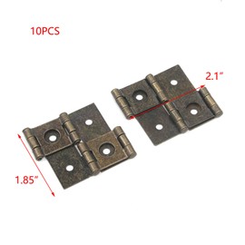 Tulead Bronze Folding Double Hinges Acting Screen Hinges Door Hinges 2.1"x1.85" Iron Cabinet Hinges Pack of 10 with Mounting Screws