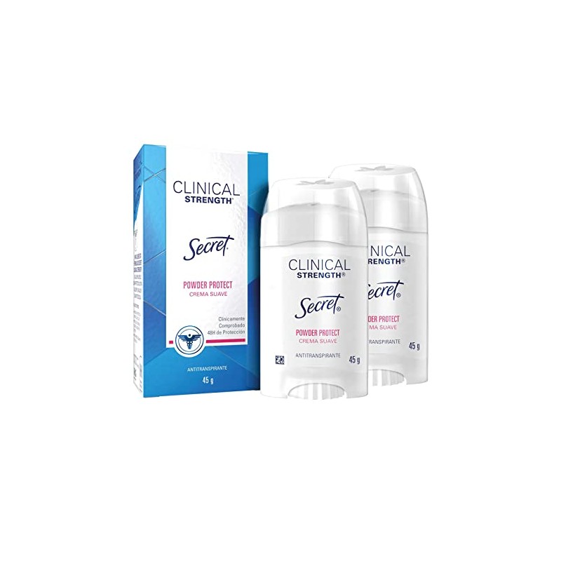 Secret Desodorante Secret Clinical Powder Protect 2 Unidades, 45gr, empaque