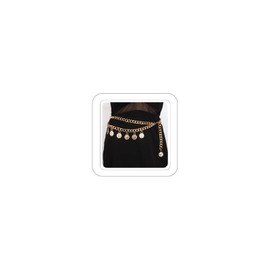 Pirate Waist Chain Gold Chain Belt for Women Coin Pendant Silver Belt Chain Beach Belly Body Chains Pirate Accessories Women Fashion Waist Jewelry (Gold 35in)