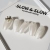 Pearl Marble Nail Tips Thumb Design Selection - Coffin /